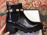 Gucci Leather Ankle Boot with Belt Black Leather 550036