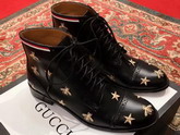 Gucci Leather Ankle Boot with Embroidered Bees Black