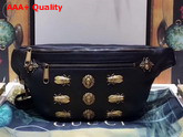 Gucci Leather Belt Bag with Animal Studs Black Calf Leather 484683 Replica