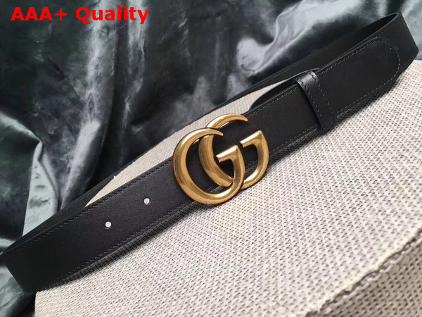 Gucci Leather Belt Leather with Double G Buckle Black Calfskin Replica