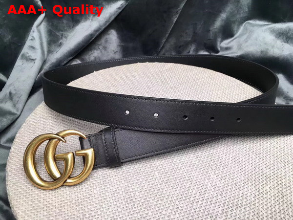 Gucci Leather Belt Leather with Double G Buckle Black Calfskin Replica