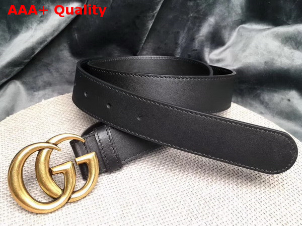 Gucci Leather Belt Leather with Double G Buckle Black Calfskin Replica