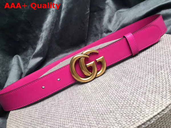 Gucci Leather Belt Leather with Double G Buckle Fuchsia Calf Leather Replica