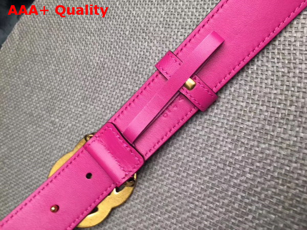 Gucci Leather Belt Leather with Double G Buckle Fuchsia Calf Leather Replica