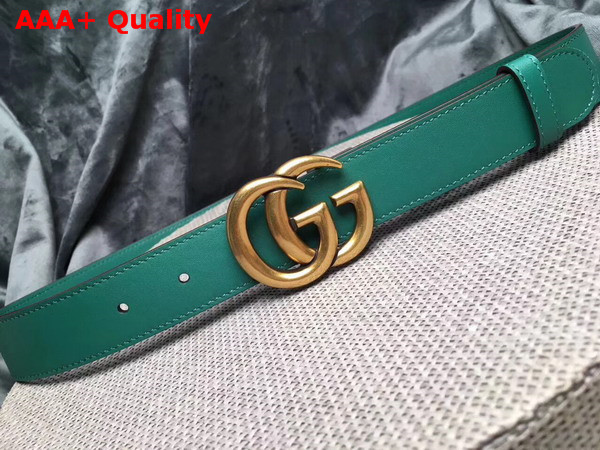 Gucci Leather Belt Leather with Double G Buckle Green Calfskin Replica