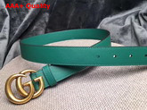 Gucci Leather Belt Leather with Double G Buckle Green Calfskin Replica