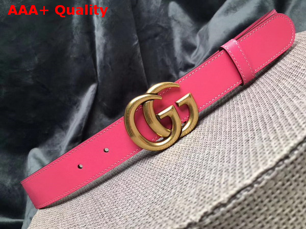 Gucci Leather Belt Leather with Double G Buckle Pink Calfskin Replica