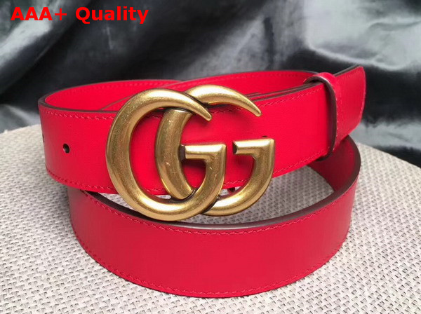 Gucci Leather Belt Leather with Double G Buckle Red Calfskin Replica