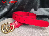 Gucci Leather Belt Leather with Double G Buckle Red Calfskin Replica