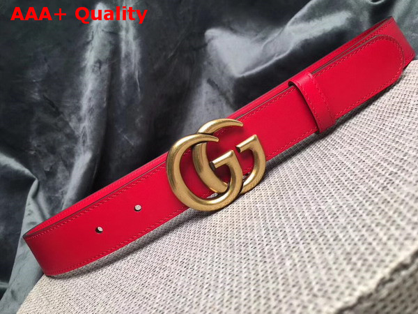 Gucci Leather Belt Leather with Double G Buckle Red Calfskin Replica