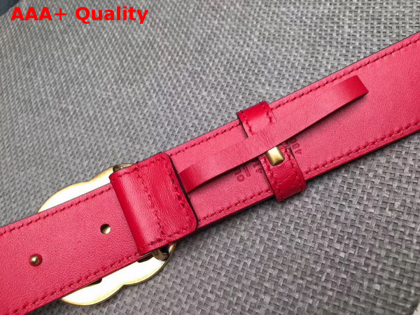 Gucci Leather Belt Leather with Double G Buckle Red Calfskin Replica