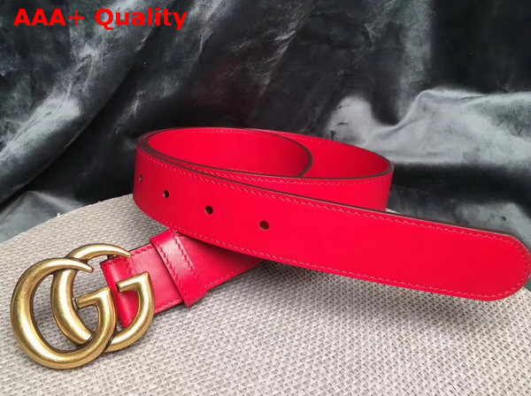 Gucci Leather Belt Leather with Double G Buckle Red Calfskin Replica