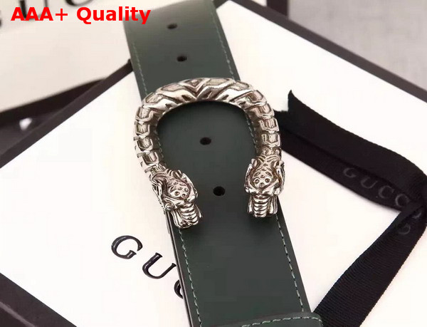 Gucci Leather Belt With Tiger Head Spur Buckle Black Leather Replica