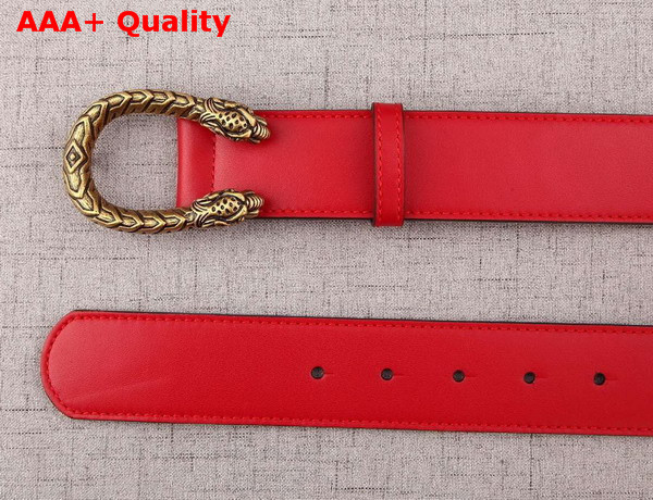 Gucci Leather Belt With Tiger Head Spur Buckle Red Leather Replica