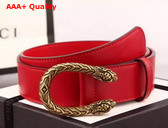 Gucci Leather Belt With Tiger Head Spur Buckle Red Leather Replica