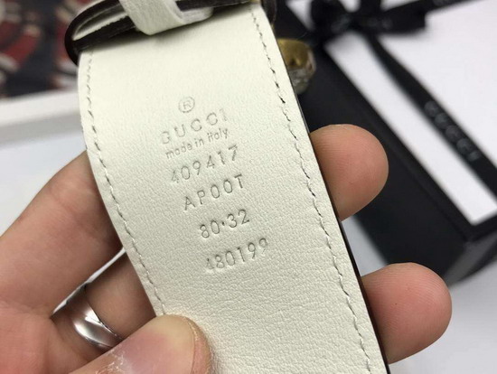 Gucci Leather Belt with Crystal Double G Buckle White Leather