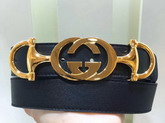 Gucci Leather Belt with Interlocking G Horsebit Buckle Black Leather