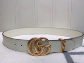 Gucci Leather Belt with Snake Effect Double G Buckle White Leather 563696