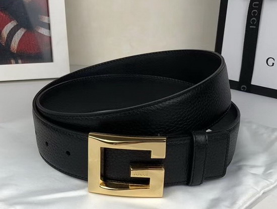 Gucci Leather Belt with Square G Buckle Black Leather and Gold Buckle