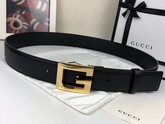 Gucci Leather Belt with Square G Buckle Black Leather and Gold Buckle