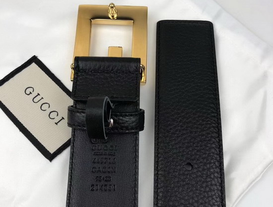 Gucci Leather Belt with Square G Buckle Black Leather and Gold Buckle