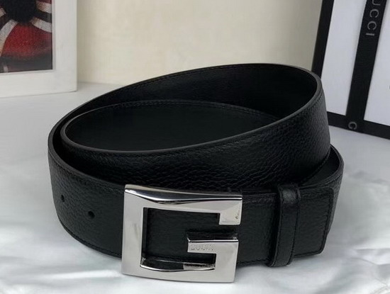 Gucci Leather Belt with Square G Buckle Black Leather and Silver Buckle