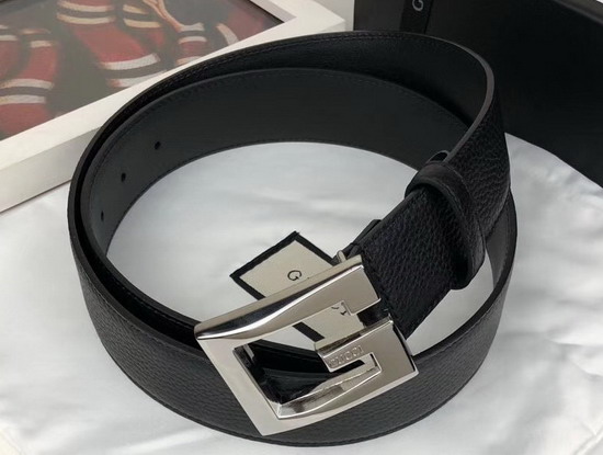 Gucci Leather Belt with Square G Buckle Black Leather and Silver Buckle