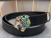 Gucci Leather Belt with Tiger Head Black Leather