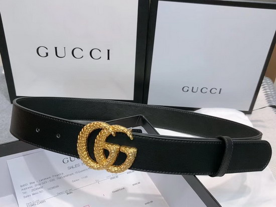 Gucci Leather Belt with Torchon Double G Buckle Black Leather 524103