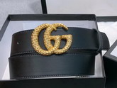 Gucci Leather Belt with Torchon Double G Buckle Black Leather 524103