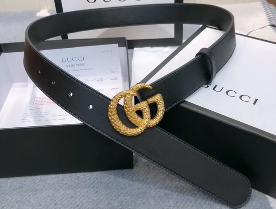 Gucci Leather Belt with Torchon Double G Buckle Black Leather 524103