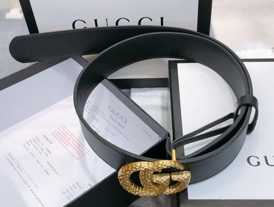 Gucci Leather Belt with Torchon Double G Buckle Black Leather 524103