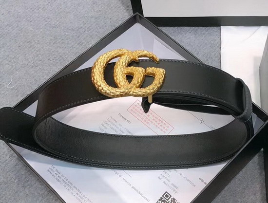 Gucci Leather Belt with Torchon Double G Buckle Black Leather 524103