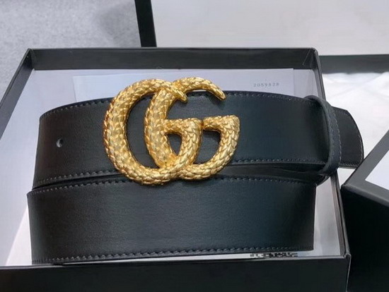 Gucci Leather Belt with Torchon Double G Buckle Black Leather 524103