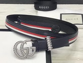 Gucci Leather Belt with Torchon Double G Buckle Blue Leather Sylvie Web 550115