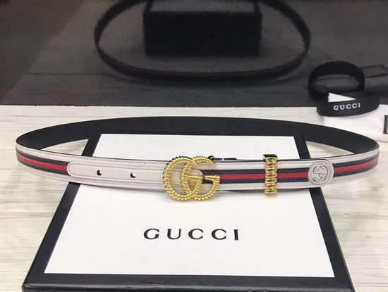 Gucci Leather Belt with Torchon Double G Buckle Off White Leather with Blue and Red Leather Web 550115