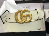 Gucci Leather Belt with Torchon Double G Buckle White Leather 524103