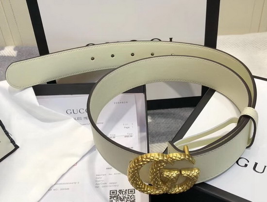 Gucci Leather Belt with Torchon Double G Buckle White Leather 524103