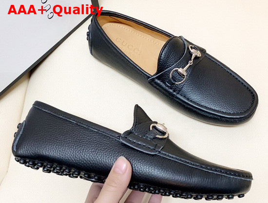 Gucci Leather Driver Shoes in Black Replica