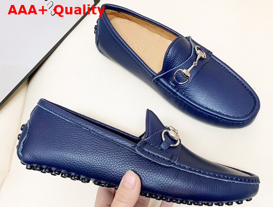 Gucci Leather Driver Shoes in Blue Replica