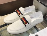 Gucci Leather Driver with Web White Leather