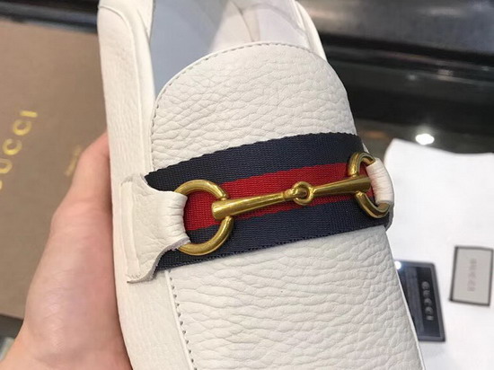 Gucci Leather Driver with Web White Leather