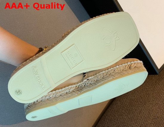 Gucci Leather Espadrille with Embroidered Double G Emblem Beige Leather 602508 Replica