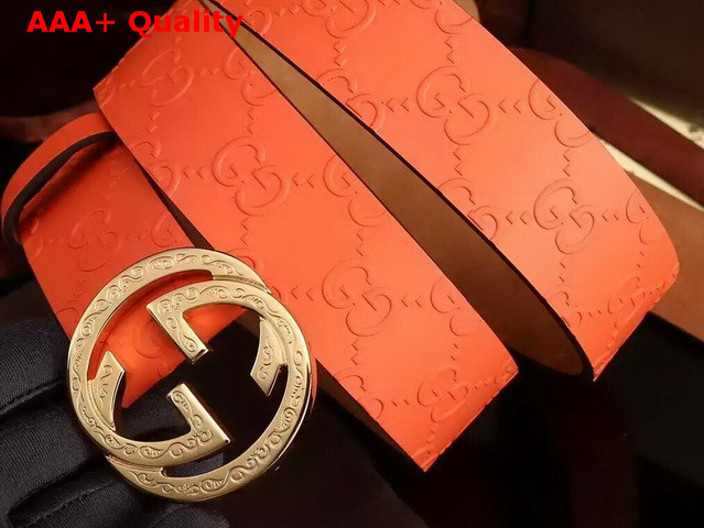 Gucci Leather GG Belt With G Buckle Orange Replica