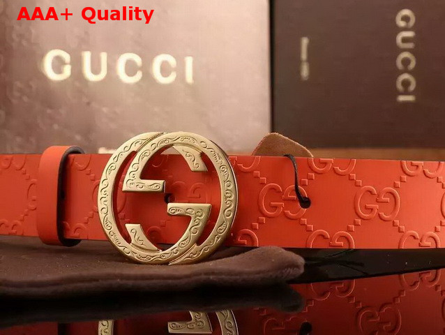 Gucci Leather GG Belt With G Buckle Orange Replica