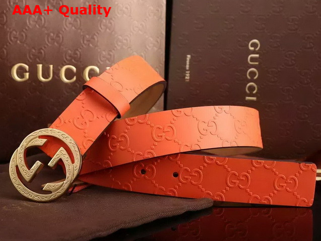 Gucci Leather GG Belt With G Buckle Orange Replica