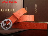 Gucci Leather GG Belt With G Buckle Orange Silver Buckle Replica