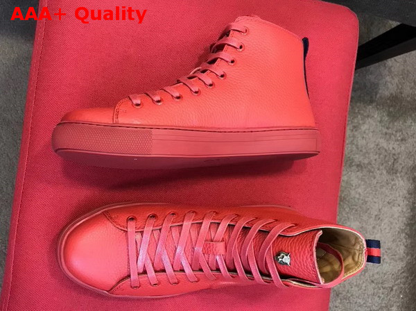 Gucci Leather High Top Sneaker in Red with Embossed Snake Replica