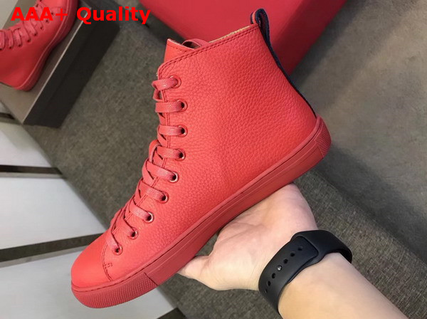 Gucci Leather High Top Sneaker in Red with Embossed Snake Replica