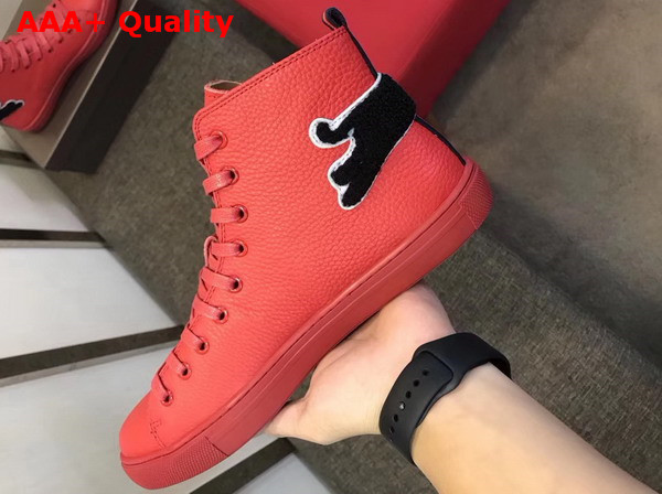 Gucci Leather High Top Sneaker in Red with Panther Replica